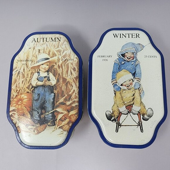 Vintage Good Housekeeping Seasonal Tin Set - Summer Spring Autumn‎ & Winter - Picture 3 of 16